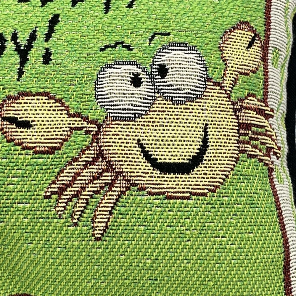 Don't Be Crabby, Be Happy Throw Tapestry Pillow Whimsical Crabs Beach Summer Fun